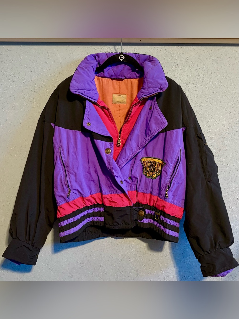 Rare Vintage Bogner Colorblock Ski Jacket in Purple, Black & Pink